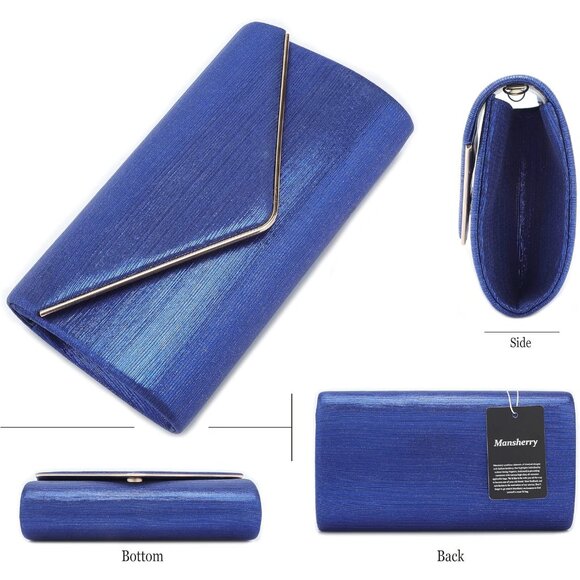 Womens Blue Ladies Sparkling Party Handbag Evening Bag Clutch Purses - Picture 4 of 7